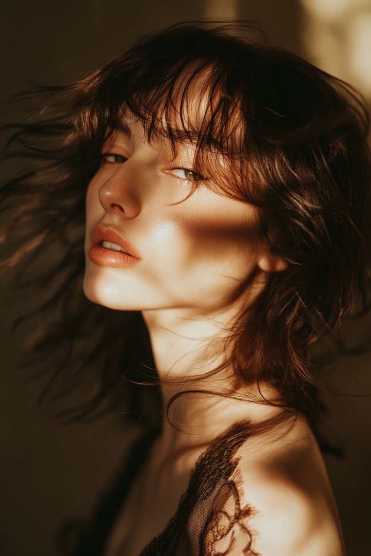 Vintage-Inspired Feathered Bangs