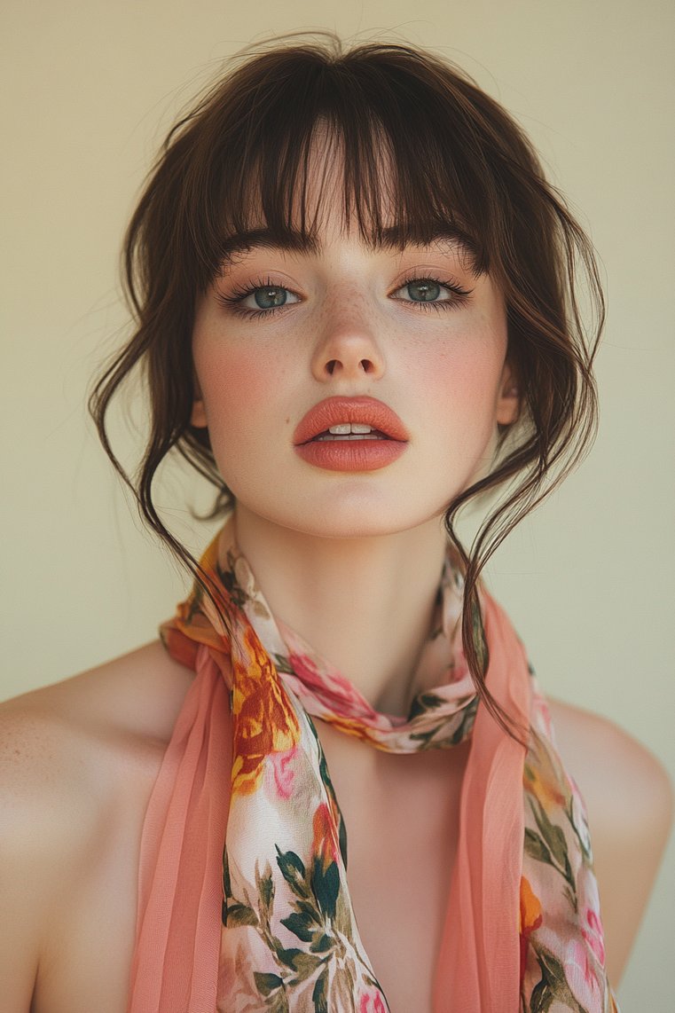 Vintage Scarf and Micro Bangs