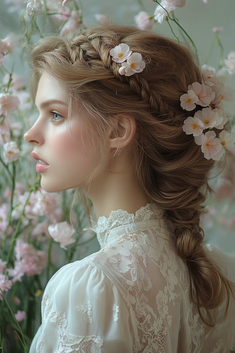 Vintage Updo With Flowers