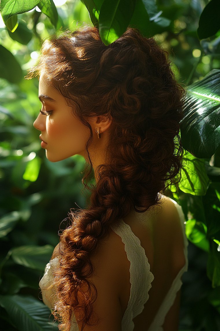 Voluminous Curly Fishtail Braid