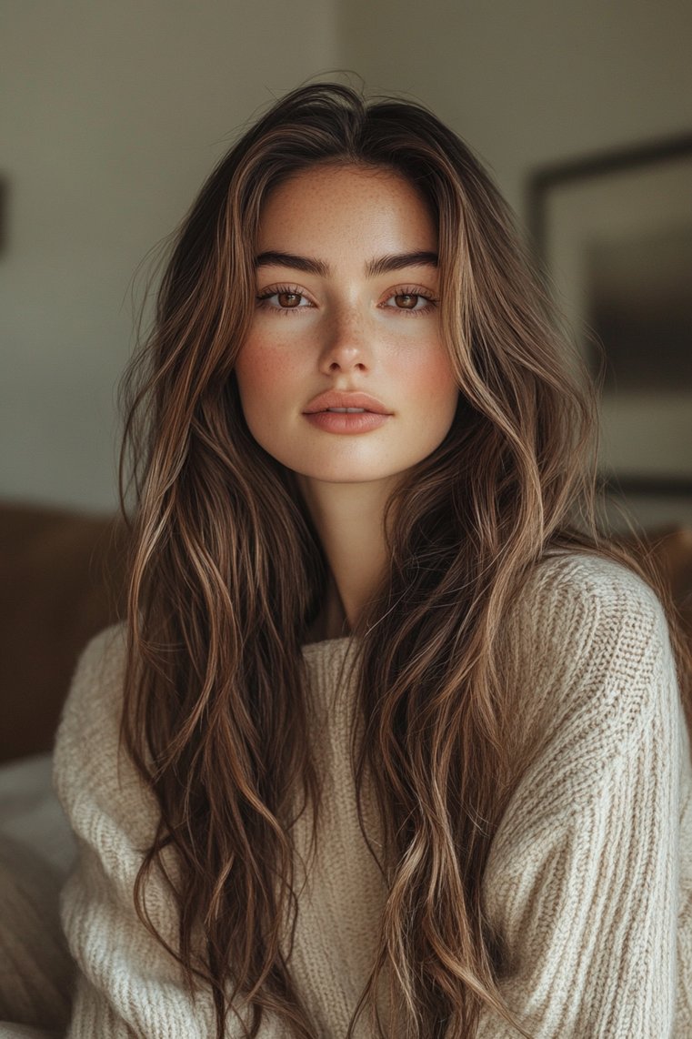 Warm Caramel With Dark Roots