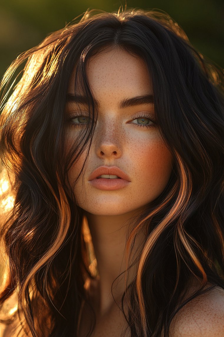 Warm Peach Highlights for a Soft Contrast