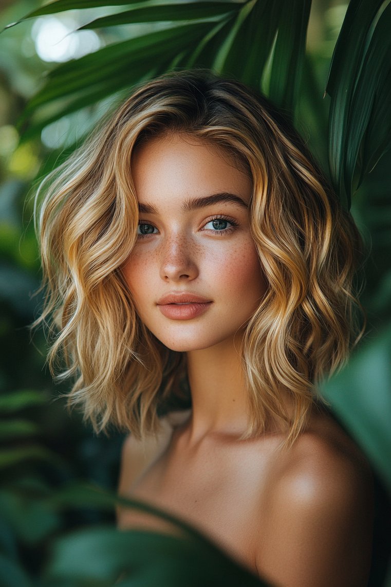 Wavy Lob With Balayage