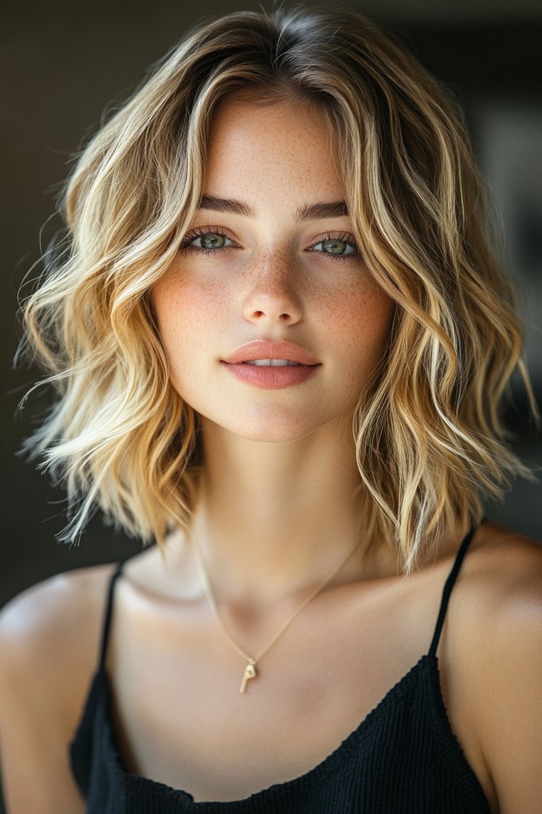 Wavy Lob With Highlights
