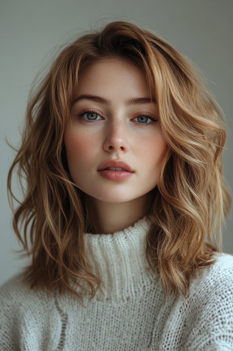 Wavy Lob With Root Fade