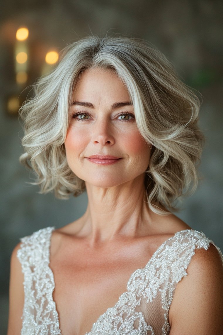 Wavy Lob With Side Part