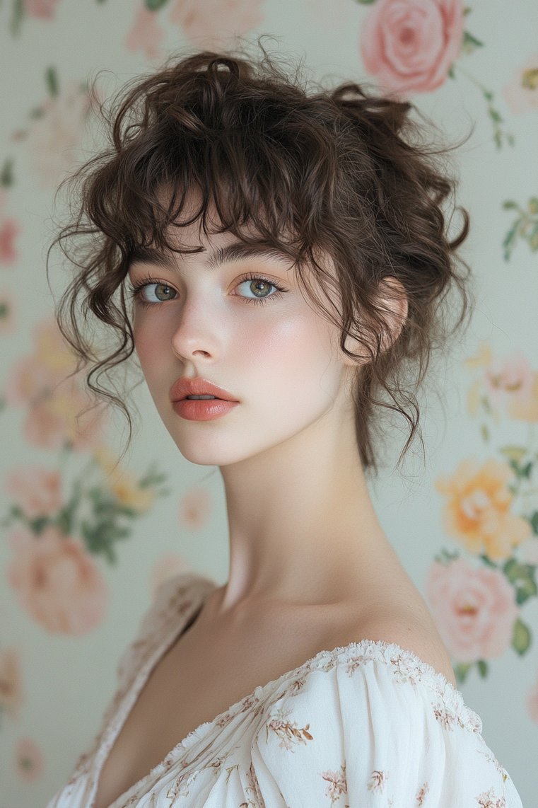 Whimsical Curls With Micro Bangs