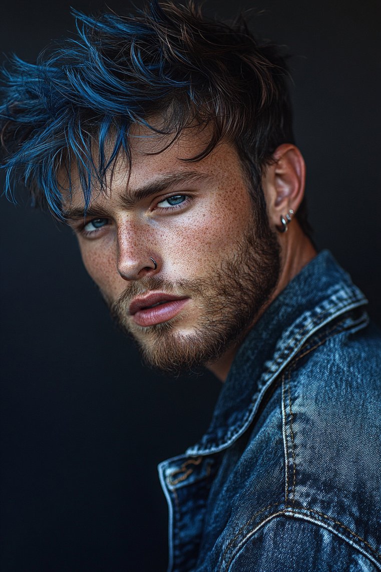 Wolf Cut With Blue Tips