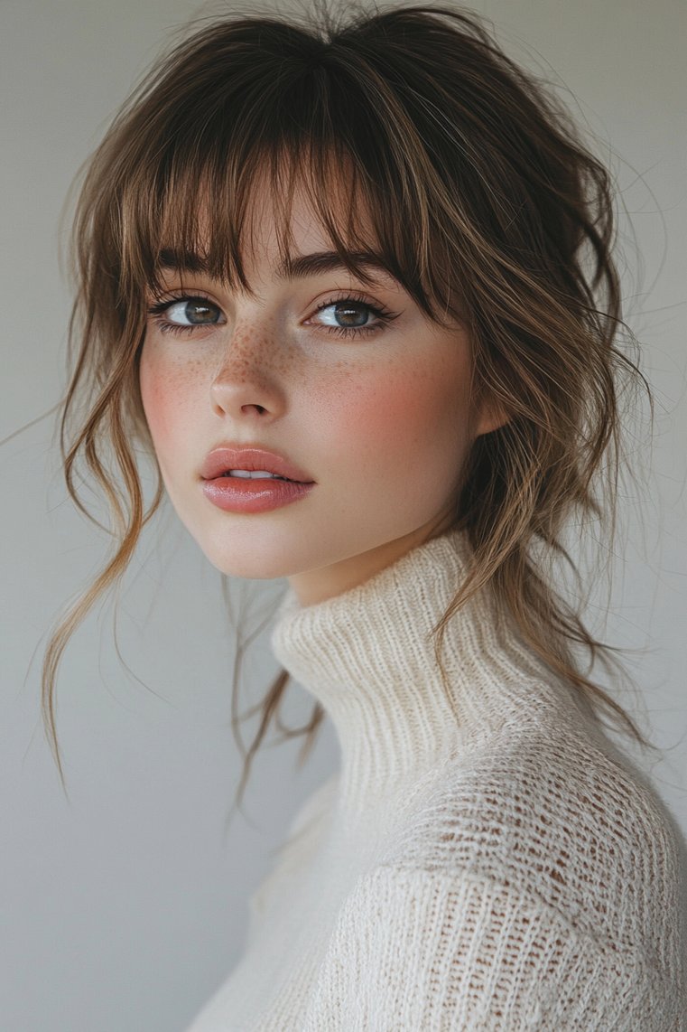 Wolf Cut With Side-Swept Bangs