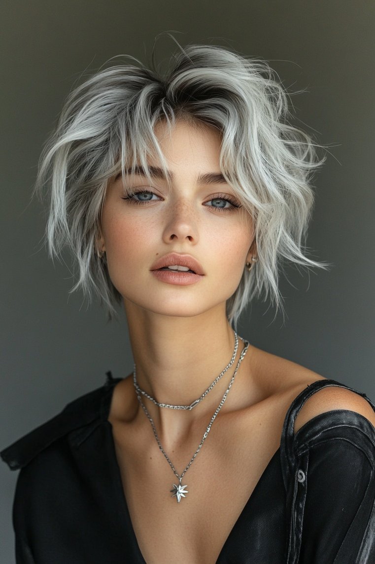 Wolf Cut With Silver Highlights