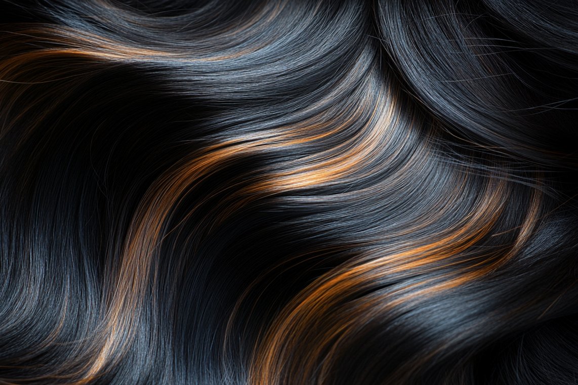black hair with highlights
