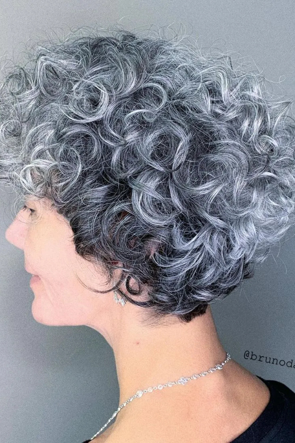 Silver Curly Bob style