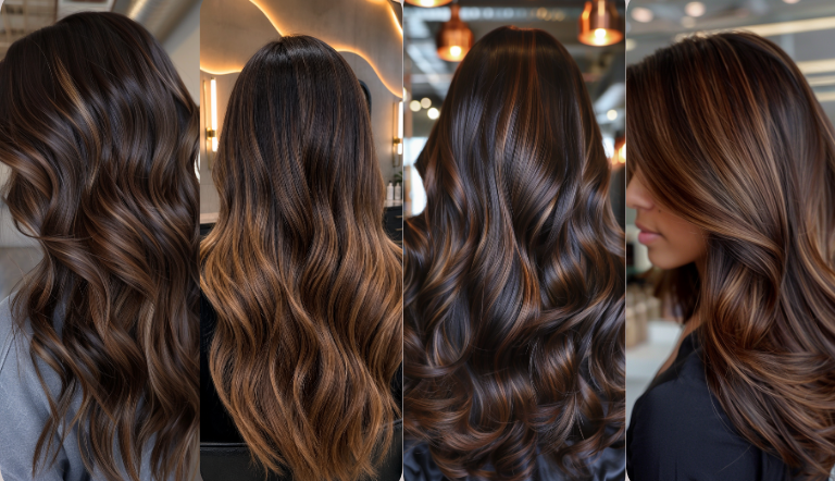24 Brown Hair with Caramel Highlights