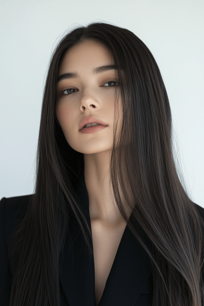  Sleek -Center -Part -with -Hair -Oil