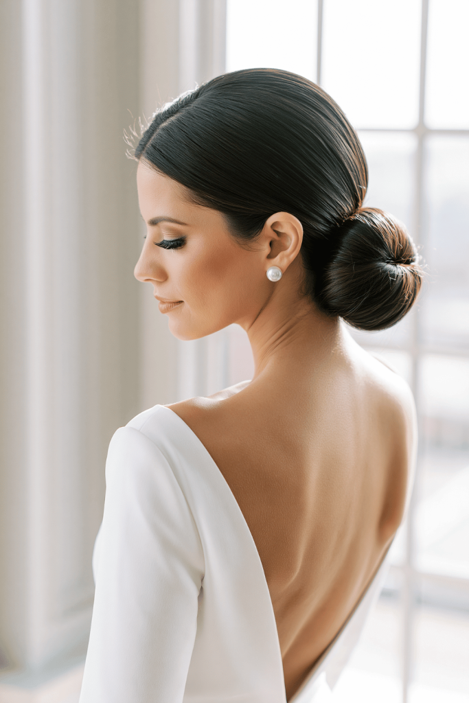 Sleek -Low- Chignon- Minimalist- Modern -Bride